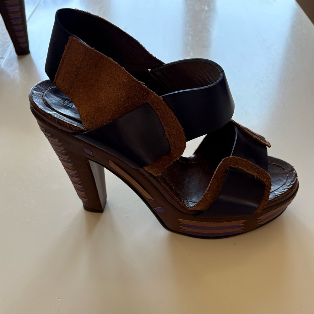 Marni Brown and Purple Heeled Sandals